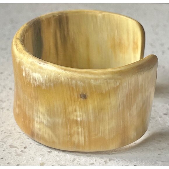 Bakelite Butterscotch & Brown Bangle & Buffalo Horn Open Cuff Bracelet Vintage - Picture 11 of 16